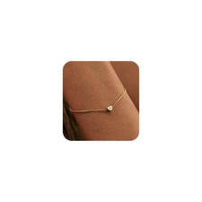Initial Bracelets for Women, 14k Gold Plated Name Heart Bracelet Cute Lette - 14