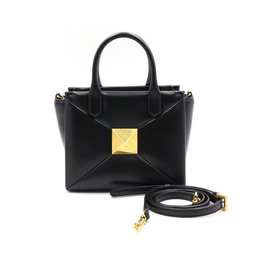 Valentino Black Leather One Stud Small Tote Bag Crossbody AA51172 152889106