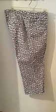 Chico's Size 1 US 8 Brigitte Square Dot Capri Pants Stretch Black  White