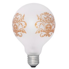 LAES Globe Glühbirne Acor 25W E27 Satiniert floral verziert 95mm Globelampe warm