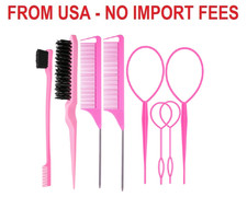 ZVOREI 8Pcs Hair Brushes Set with 4Pcs Topsy Hair Tail Tools 1Pcs Bristle Teasin