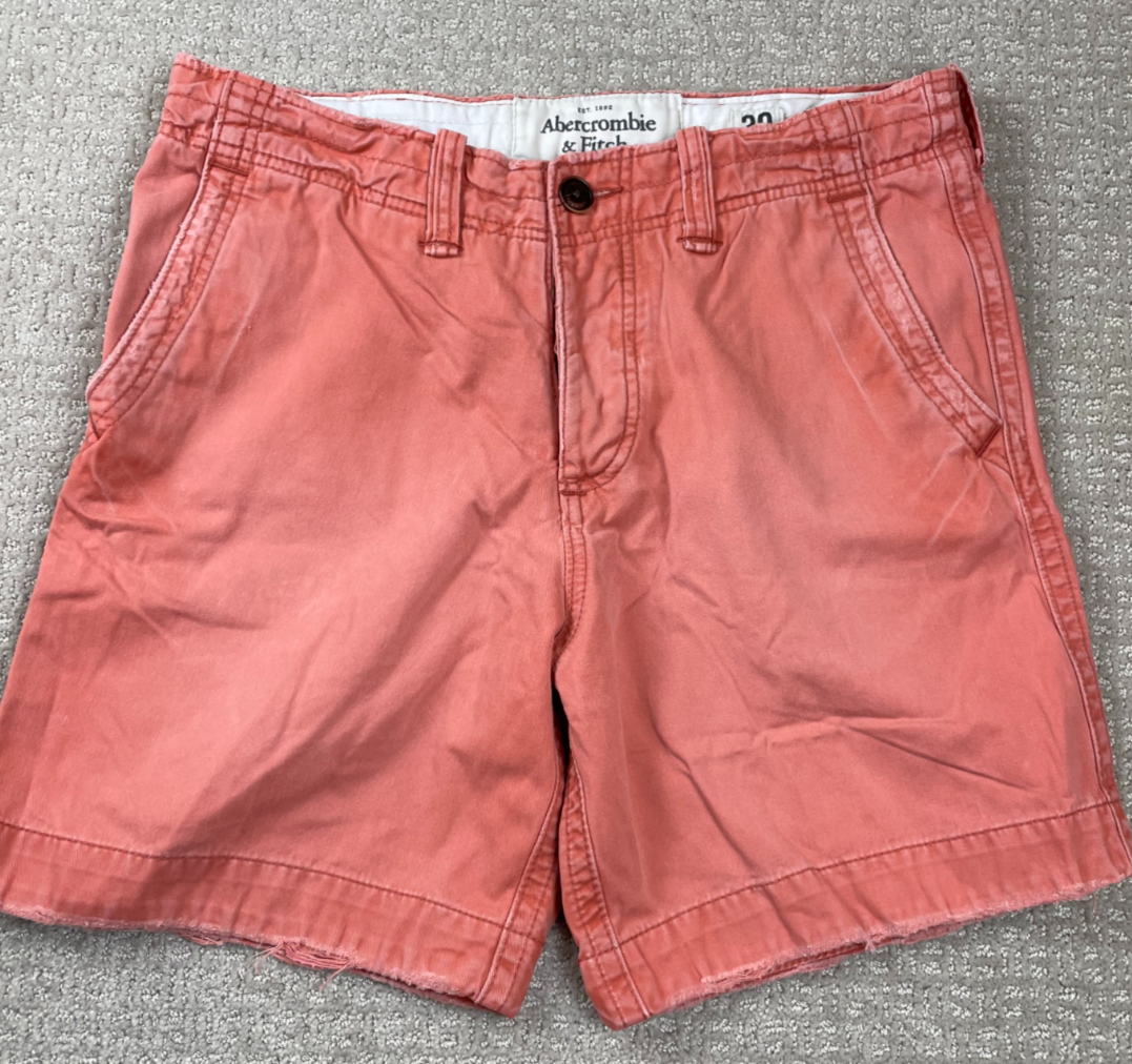 Vintage Abercrombie Fitch Shorts Mens Size 30 Salmon Button Fly Chino Distressed