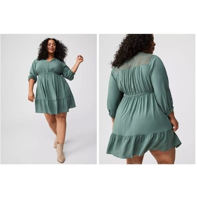 NWT Mini Challis Shirt Dress with Lace Back