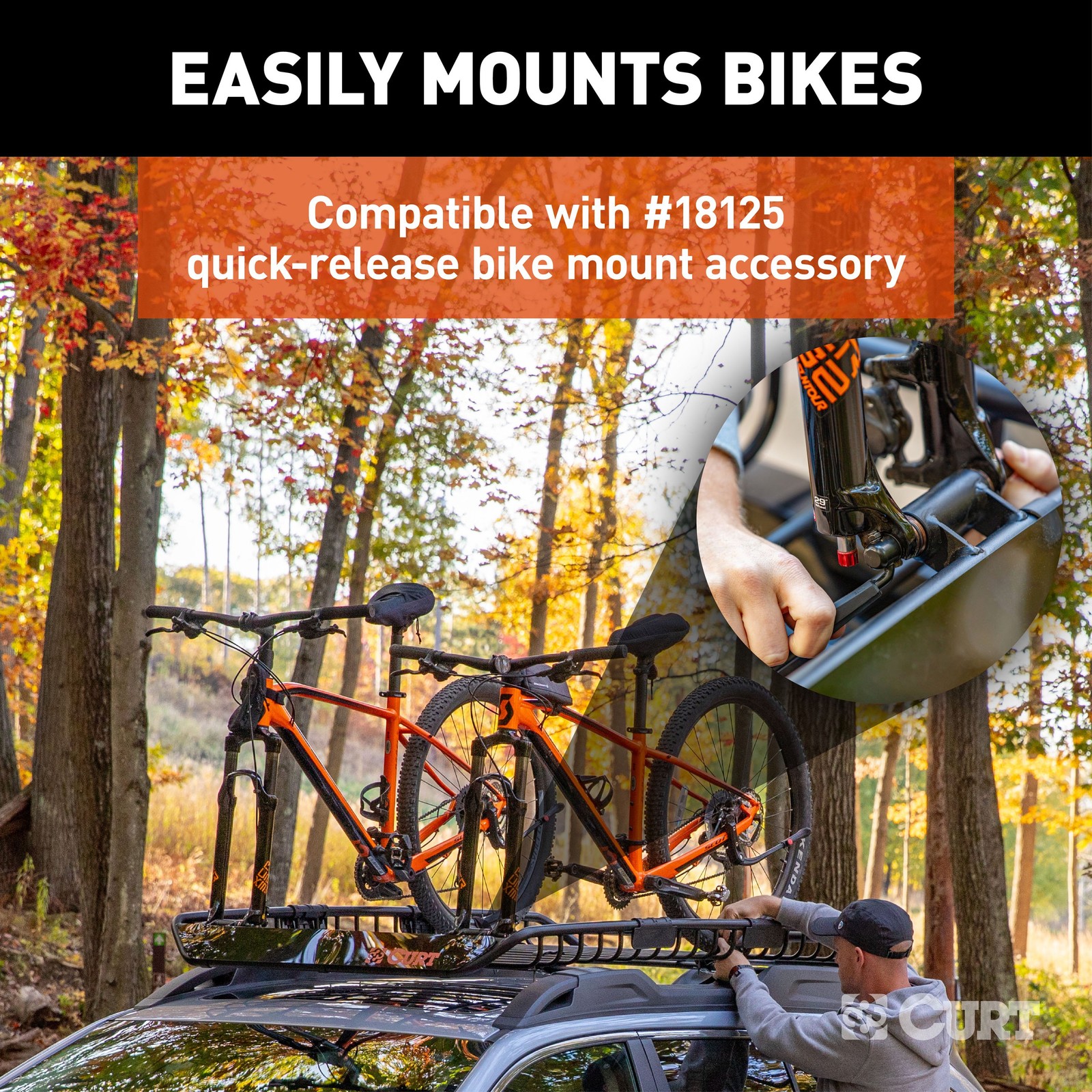 CURT Roof Racks Cargo Basket Carrier 150 LBS Capacity 44"x35"x5" for Trucks