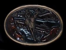 UA01155 VINTAGE 1983 **DEER** ART COMMEMORATIVE BERGAMOT BELT BUCKLE