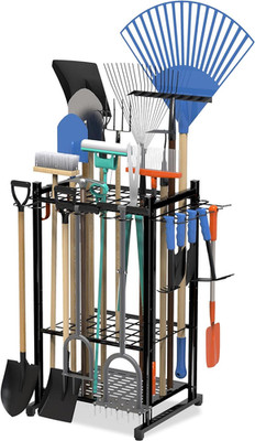 Garden Tool Organizer Rack up to 50 Tools, Heavy-Duty Steel Yard Tool Organizer