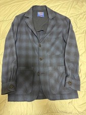 Pendleton Check Tailored Jacket Navy Wool Lightweight
