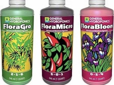 General Hydroponics Flora Grow Bloom Micro Combo Fertilizer Set - 32 oz/1qt