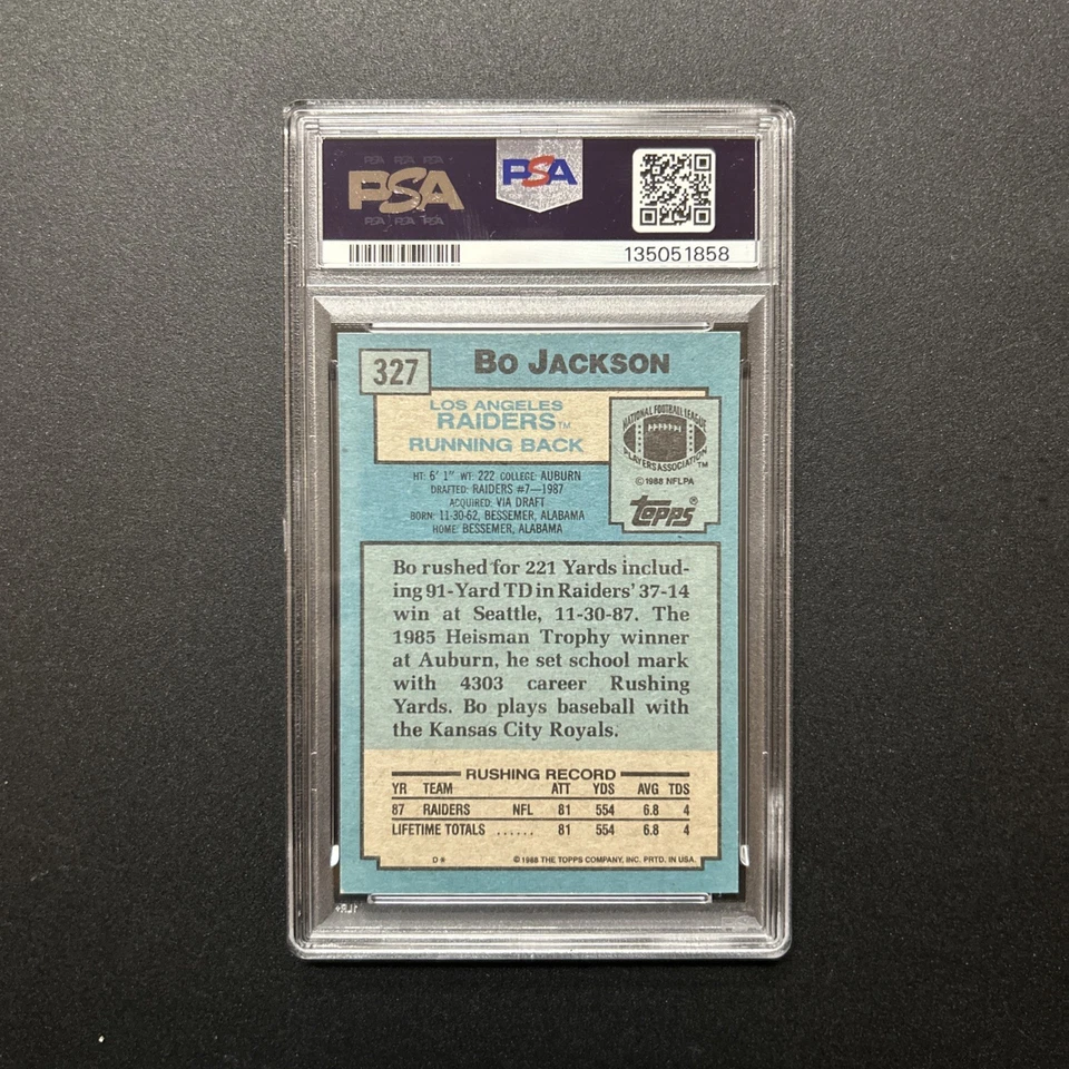 Bo Jackson 1988 Topps PSA 7 + Barry Sanders 1989 Pro Set PSA 6 HOF RC Lot Nice!! - Image 4 of 4