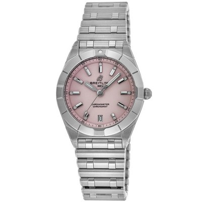 New Breitling Chronomat Quartz 32 Pink Diamond Women's Watch A77310101K1A1