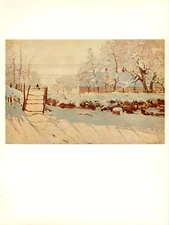 1960 Vintage CLAUDE Monet "THE MAGPIE, LA PIE" Color Offset Art Lithograph Print
