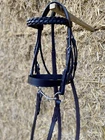 HUNTER BRIDLE WITH PLAITED BROWBAND & MATCHING RUBBER REINS, HUNT *FREE POSTAGE*