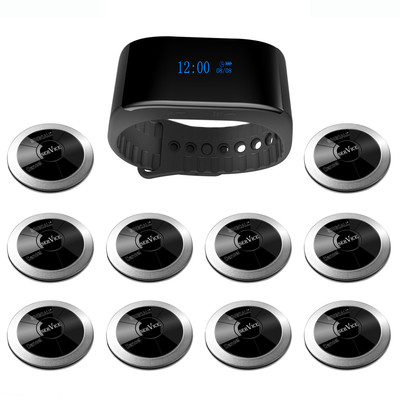 SINGCALL Wireless Calling Pager System, 1 Waterproof Watch and 10 Pagers APE320S