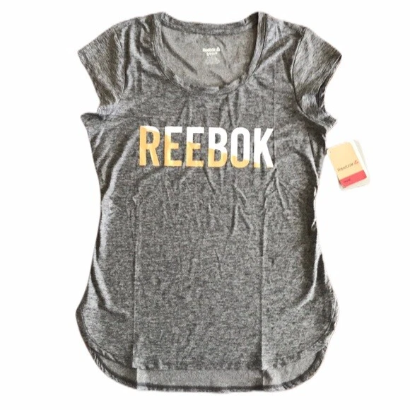 NWT Reebok black heather legend SS training top tee 40