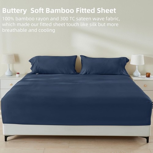 Luxury Cooling Bamboo Rayon Fitted Sheet Set - 300 Thread Count for Full Size - Bild 4 von 11