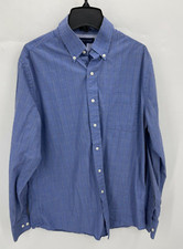 Tommy Hilfiger Shirt Mens 16 34 35 Blue Plaid Button Down Long Sleeve Preppy