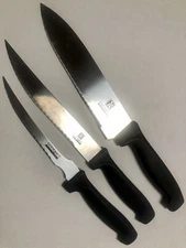 Gourmet Traditions 3Pc Stainless Steel Serrated Knife Set Boning/Carving/Chef’s