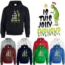 Grinch Christmas Jolly Xmas Mens Hoodie Funny Santa Gifts Festive Pullover Hoody