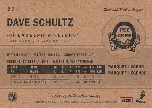 Dave Schultz 2012-13 OPC retro #538 - Imagen 2 de 2