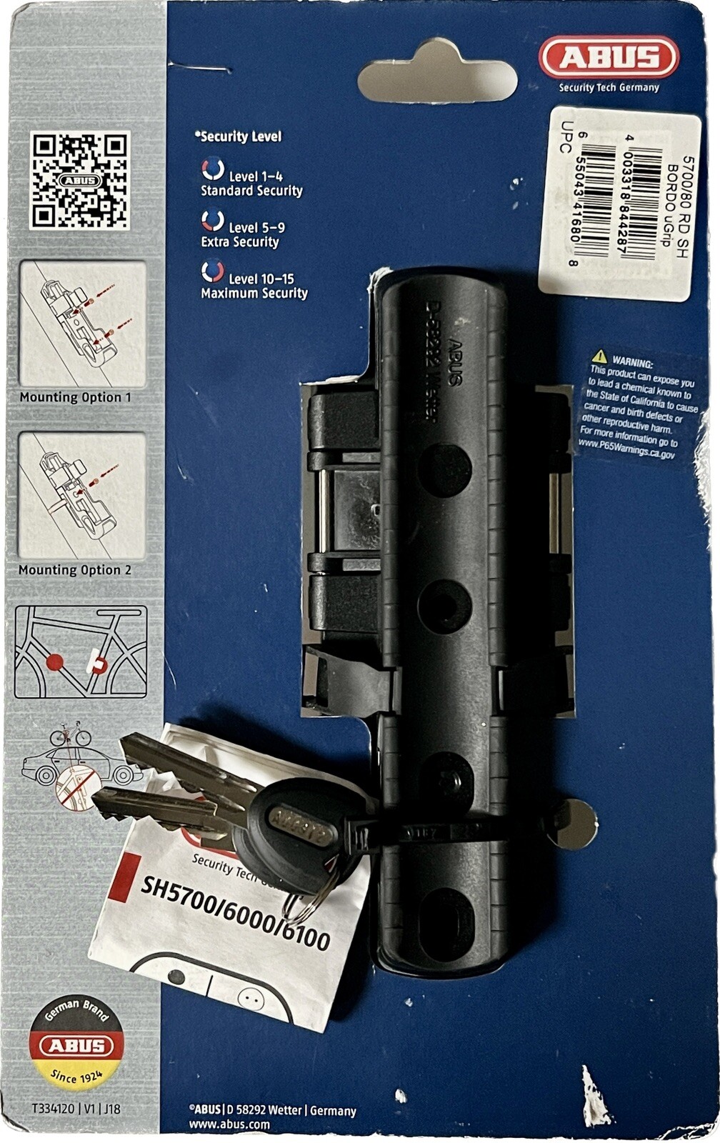 ABUS Bordo uGrip Big Folding Bike Lock 5700/80cm New In Packaging With Keys