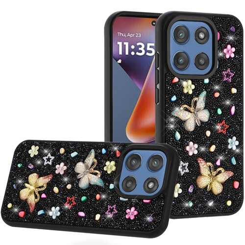 Coque téléphone pour Motorola Moto G 5G 2025 ornements papillon diamant hybride - Photo 11 sur 16