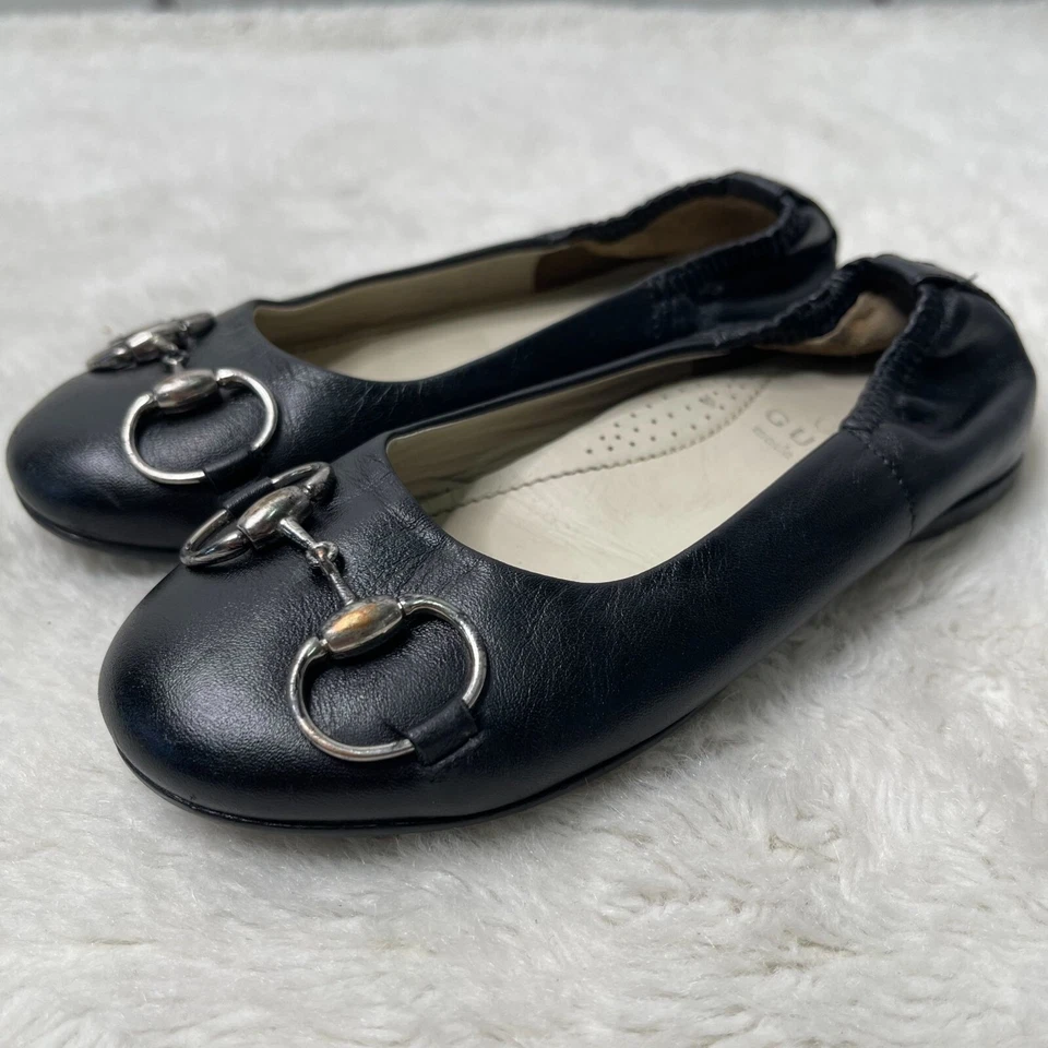 Zapatos planos de ballet Gucci de cuero negro para niños y niñas talla 27 Foto 3 de 4