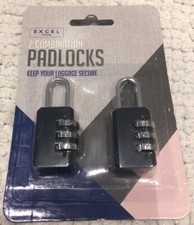 2 x Combination Padlocks In Black By Excel Travel