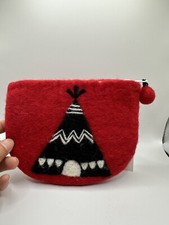 Hamro Felted Coin Purse Teepee Native Red