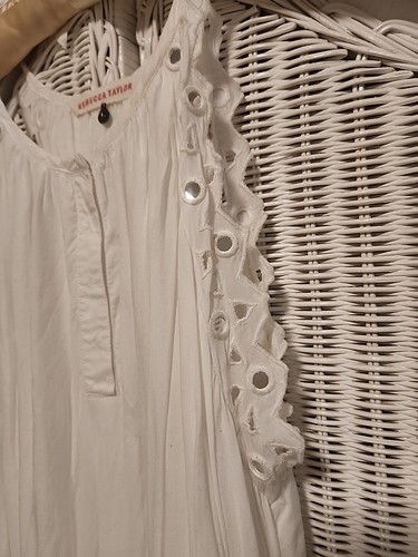 Rebecca Taylor weißes Ösenkleid WEICH strandig SPAGHETTI-RIEMEN Gr. 6 PRISTEEN - Bild 2 von 14