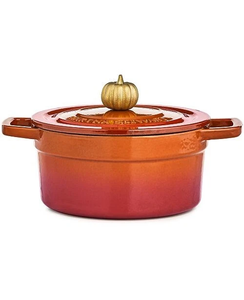 Martha Stewart Collection 2-Qt. Enameled Cast Iron Dutch Oven with Pumpkin Knob,