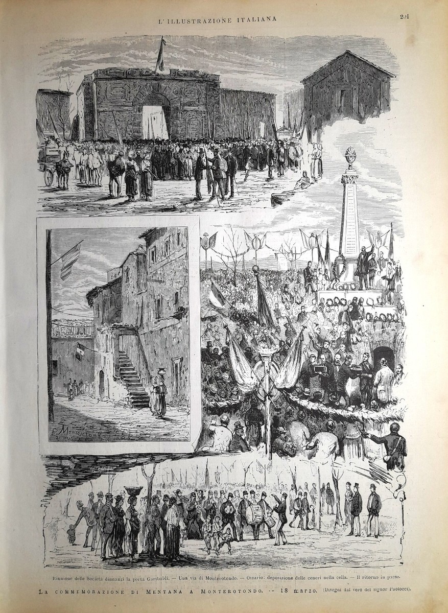 Stampa antica MONTEROTONDO commemorazione battaglia Mentana 1877 Antique  print | eBay