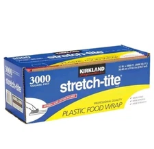 Stretch-Tite Plastic Food Wrap 12"x 3000 ft Free Slide Cutter Kirkland Signature