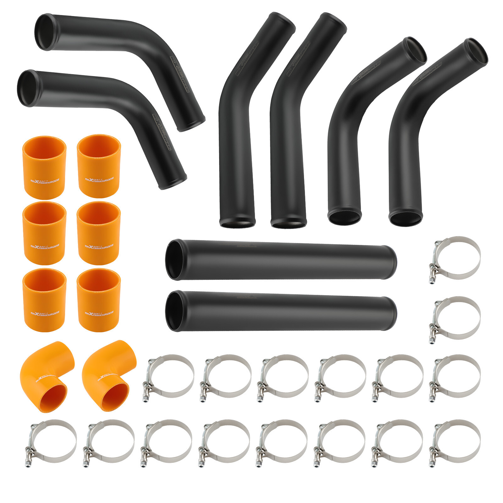 2.5 Inch Universal Aluminum Intercooler Pipe Kit with Silicone Hoses and Clamps