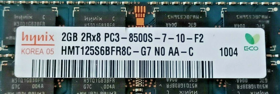 Hynix 3x2GB 6GB Laptop Memory HMT125S6BFR8C-G7 PC3-8500S DDR3 SODIMM - Image 2 of 2