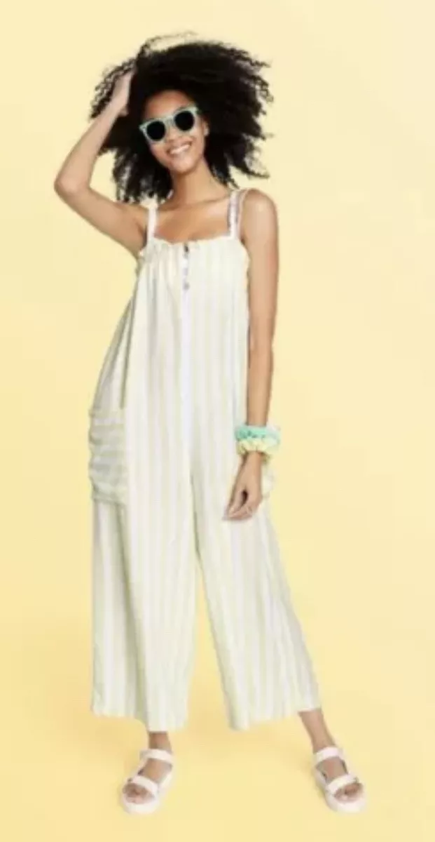Stoney Clover Lane x Target Striped Jumpsuit Romper Overalls Yellow XL Nwt