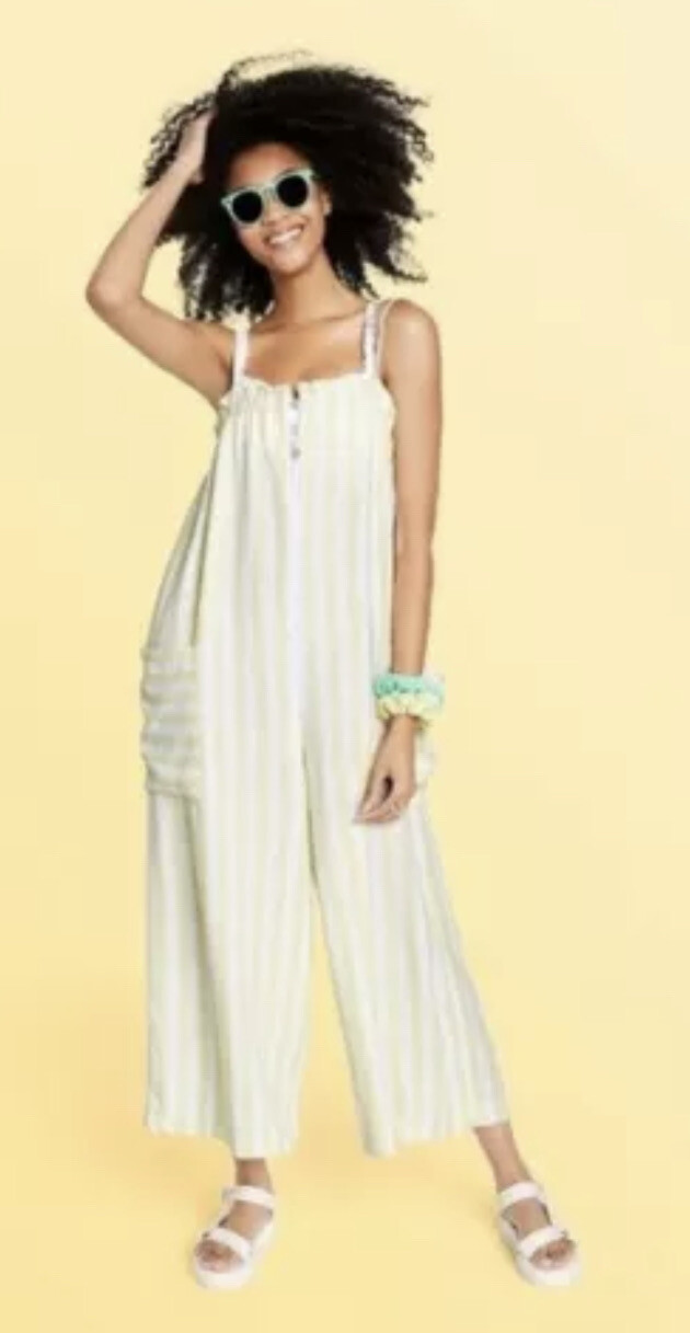 Stoney Clover Lane x Target Striped Jumpsuit Romper Overalls Yellow XS Nwt