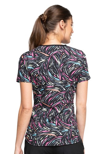 Glowing For It Cherokee Infinity Printed Scrub Top Style CK771 GWFT Size Small - Picture 2 of 5
