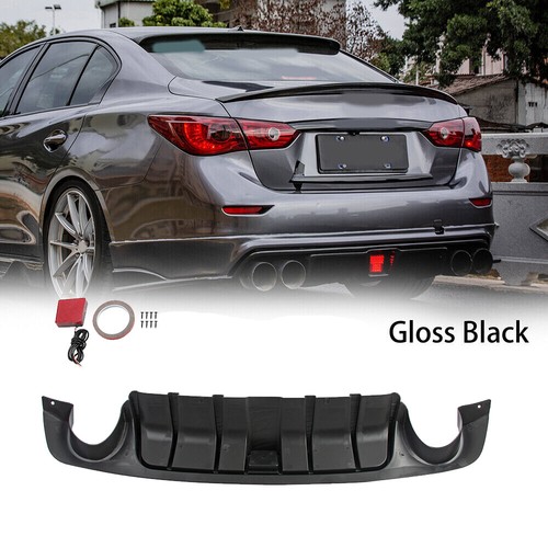 Glossy Black Rear Bumper Diffuser For Infiniti Q50 2018-2023 - With LED Lights