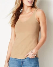 J.JILL WOMEN'S BEIGE SLEEVELESS PERFECT REVERSIBLE TANK TOP Sz S