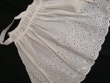 NWT TWIN FULL Embroidery EYELET BEDSKIRT Dust Ruffle Elastic stretch 15" Ivory