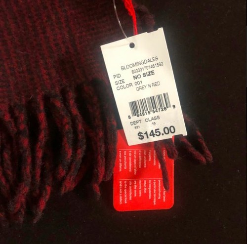 Bloomingdale's Altea Unisex Lana Wool Houndstooth Ombre Scarf, Grey / Red - $145 - Picture 3 of 3