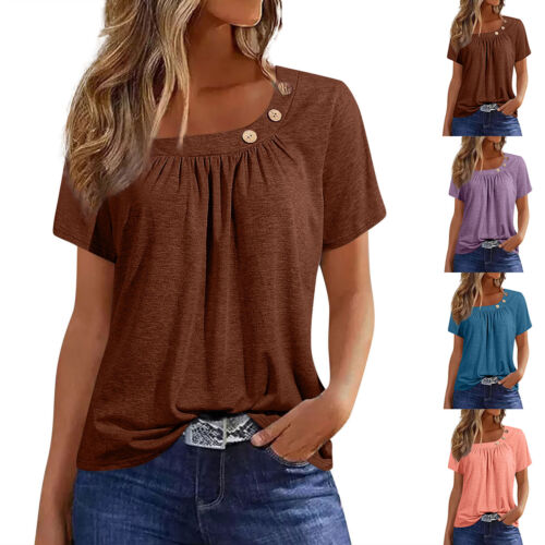 Women T Shirts Short Sleeve Fashion Tees Tops Casual Summer Outfits Clothes