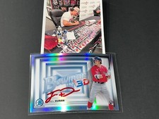 Jarren Duran Boston Red Sox Auto Signed 2022 Bowman in 3D Red .