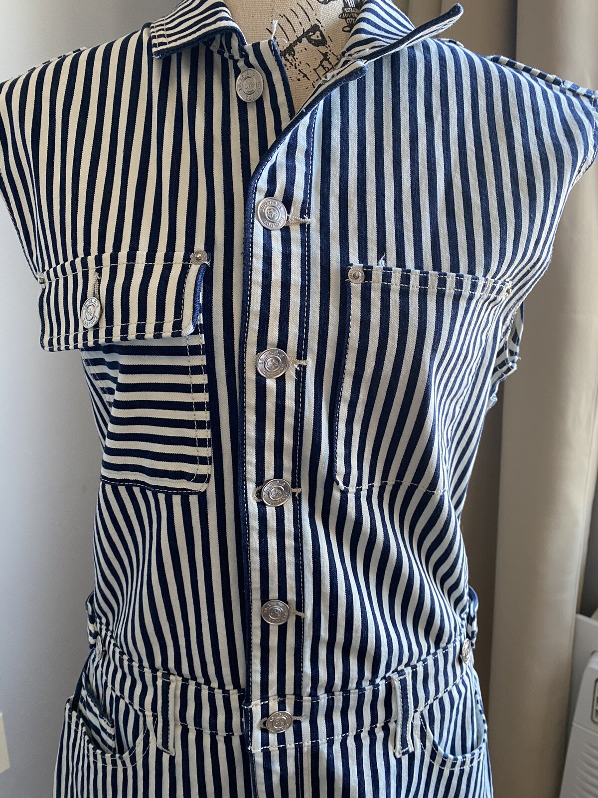 Current/Elliott Striped Button Down Sleeveless Dr… - image 7