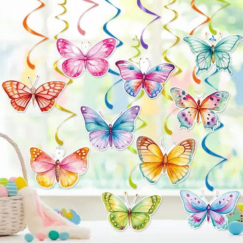 12Pc Cartoon Sweet Butterfly Theme Spiral Banner Bohemia Swirl Hanging Garla _in - Picture 6 of 7