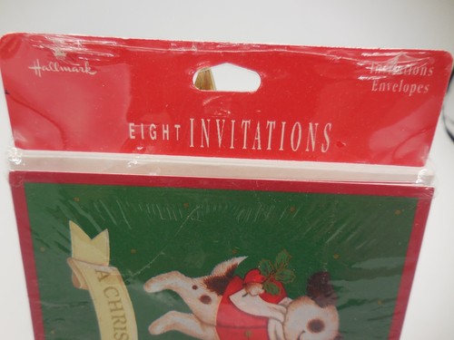 Vintage Hallmark Christmas Party Invitations Dog Bear Cat Carolers NIP - Picture 3 of 5