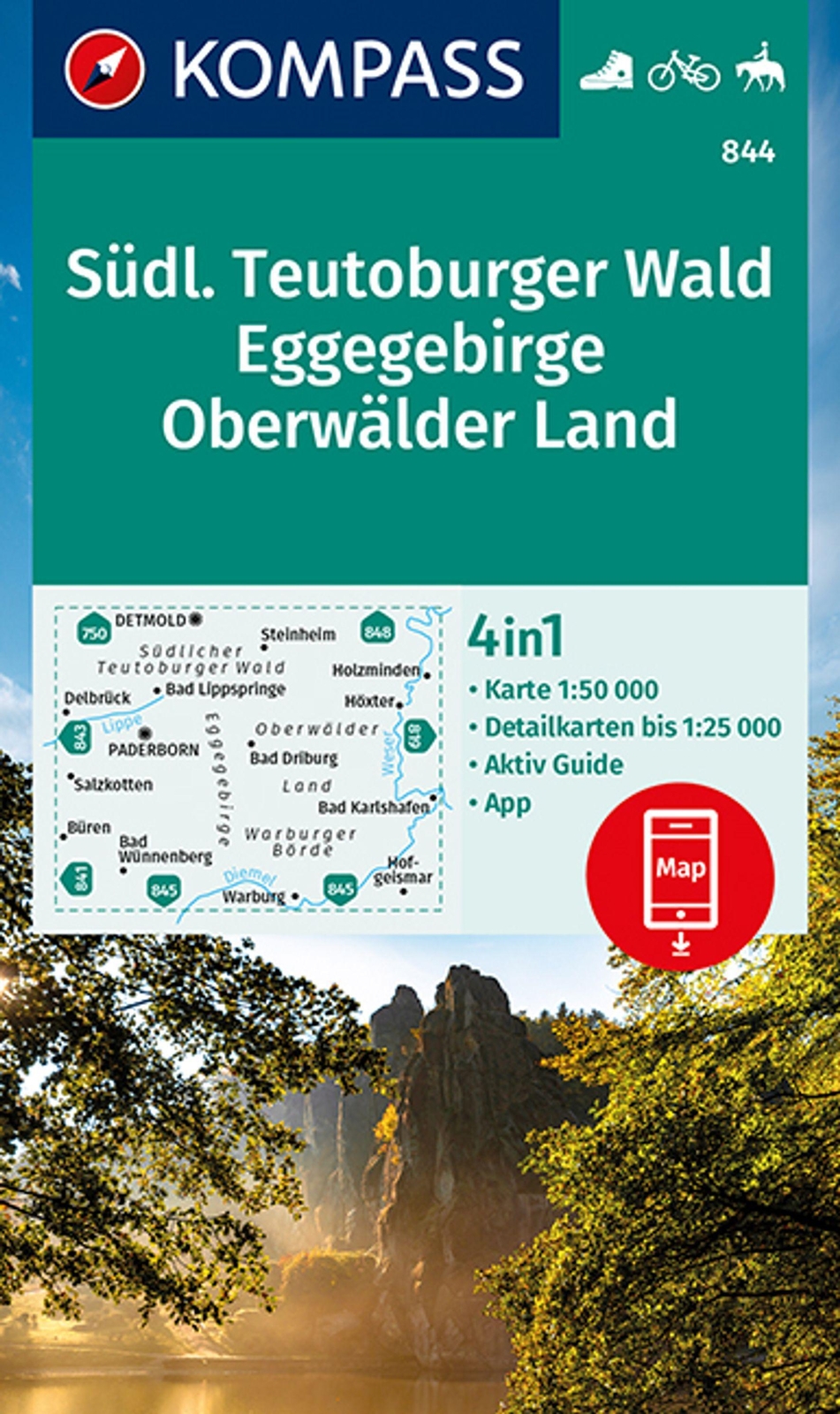 Kompass Wanderkarte 844 Südlicher Teutoburger Wald - Eggegebirge -