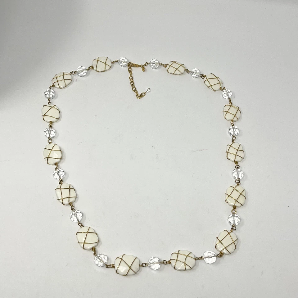 De Colección Joan Rivers Collar Declaración Cuentas Envueltas en Alambre Tono Oro Blanco Jaula Foto 4 de 4