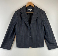 Jessica Petite Women's Black Striped Blazer Size 16p
