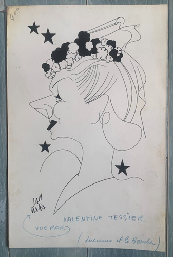 Dessin Original Jean Mara (1912-1992) – Encre – Portrait Caricature De L’acteur Jean Weber – Signé – Art Déco